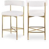 Rivage Stool Set of 2 - Elegant Linen Upholstered Counter Stools with Gold Frame for Modern Dining