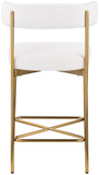 Rivage Stool Set of 2 - Elegant Linen Upholstered Counter Stools with Gold Frame for Modern Dining