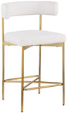 Rivage Stool Set of 2 - Elegant Linen Upholstered Counter Stools with Gold Frame for Modern Dining