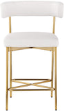 Rivage Stool Set of 2 - Elegant Linen Upholstered Counter Stools with Gold Frame for Modern Dining