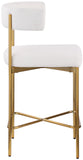 Rivage Stool Set of 2 - Elegant Linen Upholstered Counter Stools with Gold Frame for Modern Dining