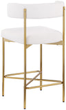 Rivage Stool Set of 2 - Elegant Linen Upholstered Counter Stools with Gold Frame for Modern Dining