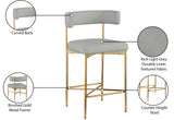 Rivage Stool Set of 2 - Elegant Linen Upholstered Counter Stools with Gold Frame for Modern Dining