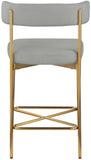 Rivage Stool Set of 2 - Elegant Linen Upholstered Counter Stools with Gold Frame for Modern Dining