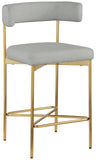 Rivage Stool Set of 2 - Elegant Linen Upholstered Counter Stools with Gold Frame for Modern Dining