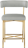 Rivage Stool Set of 2 - Elegant Linen Upholstered Counter Stools with Gold Frame for Modern Dining