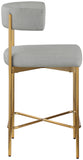 Rivage Stool Set of 2 - Elegant Linen Upholstered Counter Stools with Gold Frame for Modern Dining