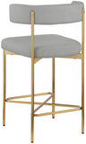 Rivage Stool Set of 2 - Elegant Linen Upholstered Counter Stools with Gold Frame for Modern Dining