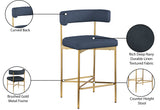 Rivage Stool Set of 2 - Elegant Linen Upholstered Counter Stools with Gold Frame for Modern Dining