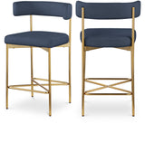Rivage Stool Set of 2 - Elegant Linen Upholstered Counter Stools with Gold Frame for Modern Dining