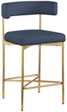 Rivage Stool Set of 2 - Elegant Linen Upholstered Counter Stools with Gold Frame for Modern Dining