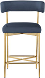 Rivage Stool Set of 2 - Elegant Linen Upholstered Counter Stools with Gold Frame for Modern Dining
