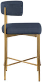Rivage Stool Set of 2 - Elegant Linen Upholstered Counter Stools with Gold Frame for Modern Dining