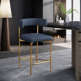 Rivage Stool Set of 2 - Elegant Linen Upholstered Counter Stools with Gold Frame for Modern Dining