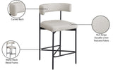 Rivage Stool Set of 2 - Elegant Linen Upholstered Bar Stools with Matte Black Metal Frame Comfort