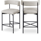 Rivage Stool Set of 2 - Elegant Linen Upholstered Bar Stools with Matte Black Metal Frame Comfort