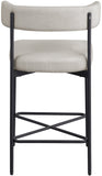 Rivage Stool Set of 2 - Elegant Linen Upholstered Bar Stools with Matte Black Metal Frame Comfort