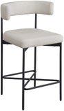 Rivage Stool Set of 2 - Elegant Linen Upholstered Bar Stools with Matte Black Metal Frame Comfort