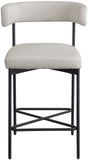 Rivage Stool Set of 2 - Elegant Linen Upholstered Bar Stools with Matte Black Metal Frame Comfort