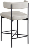 Rivage Stool Set of 2 - Elegant Linen Upholstered Bar Stools with Matte Black Metal Frame Comfort