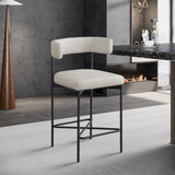 Rivage Stool Set of 2 - Elegant Linen Upholstered Bar Stools with Matte Black Metal Frame Comfort