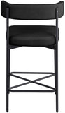 Rivage Stool Set of 2 - Elegant Linen Upholstered Bar Stools with Matte Black Metal Frame Comfort