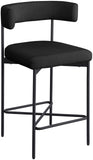 Rivage Stool Set of 2 - Elegant Linen Upholstered Bar Stools with Matte Black Metal Frame Comfort