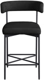 Rivage Stool Set of 2 - Elegant Linen Upholstered Bar Stools with Matte Black Metal Frame Comfort
