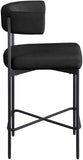 Rivage Stool Set of 2 - Elegant Linen Upholstered Bar Stools with Matte Black Metal Frame Comfort