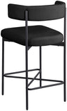Rivage Stool Set of 2 - Elegant Linen Upholstered Bar Stools with Matte Black Metal Frame Comfort