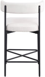 Rivage Stool Set of 2 - Elegant Linen Upholstered Bar Stools with Matte Black Metal Frame Comfort