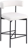 Rivage Stool Set of 2 - Elegant Linen Upholstered Bar Stools with Matte Black Metal Frame Comfort