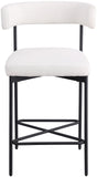 Rivage Stool Set of 2 - Elegant Linen Upholstered Bar Stools with Matte Black Metal Frame Comfort