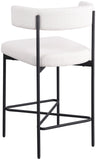 Rivage Stool Set of 2 - Elegant Linen Upholstered Bar Stools with Matte Black Metal Frame Comfort