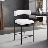 Rivage Stool Set of 2 - Elegant Linen Upholstered Bar Stools with Matte Black Metal Frame Comfort