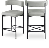 Rivage Stool Set of 2 - Elegant Linen Upholstered Bar Stools with Matte Black Metal Frame Comfort