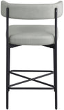 Rivage Stool Set of 2 - Elegant Linen Upholstered Bar Stools with Matte Black Metal Frame Comfort
