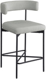 Rivage Stool Set of 2 - Elegant Linen Upholstered Bar Stools with Matte Black Metal Frame Comfort