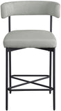 Rivage Stool Set of 2 - Elegant Linen Upholstered Bar Stools with Matte Black Metal Frame Comfort