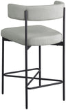 Rivage Stool Set of 2 - Elegant Linen Upholstered Bar Stools with Matte Black Metal Frame Comfort
