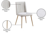 Eleanor Linen Textured Dining Chair Set - Elegant Wing-Back Design with Gold Legs for Modern Spaces