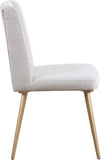 Eleanor Linen Textured Dining Chair Set - Elegant Wing-Back Design with Gold Legs for Modern Spaces