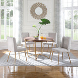 Eleanor Linen Textured Dining Chair Set - Elegant Wing-Back Design with Gold Legs for Modern Spaces