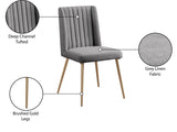 Eleanor Linen Textured Dining Chair Set - Elegant Wing-Back Design with Gold Legs for Modern Spaces