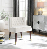 Perry Contemporary Dining Chair Set of 2 - Plush Comfort with Elegant Button Tufting & Gold Accents