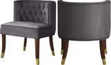 Perry Contemporary Dining Chair Set of 2 - Plush Comfort with Elegant Button Tufting & Gold Accents