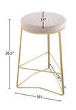 Tres Velvet Contemporary Counter Stool - Elegant Design with Plush Comfort and Gold Metal Legs