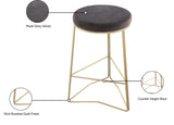 Tres Velvet Contemporary Counter Stool - Elegant Design with Plush Comfort and Gold Metal Legs