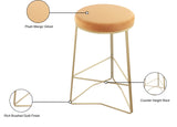 Tres Velvet Contemporary Counter Stool - Elegant Design with Plush Comfort and Gold Metal Legs