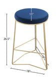 Tres Velvet Contemporary Counter Stool - Elegant Design with Plush Comfort and Gold Metal Legs